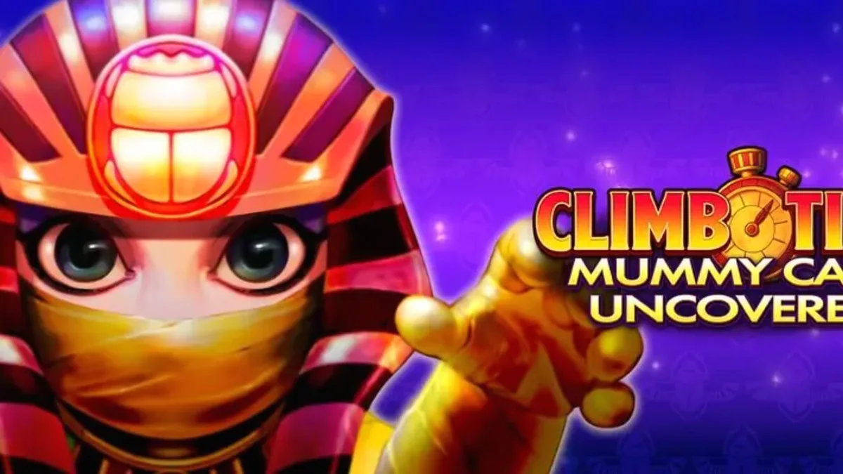 Tampilan visual slot Climb Time Mummy Cash Uncovered dengan tema Mesir Kuno